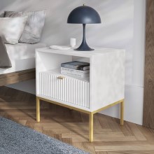 Noční stolek NOVA 56x54 cm bílá/zlatá