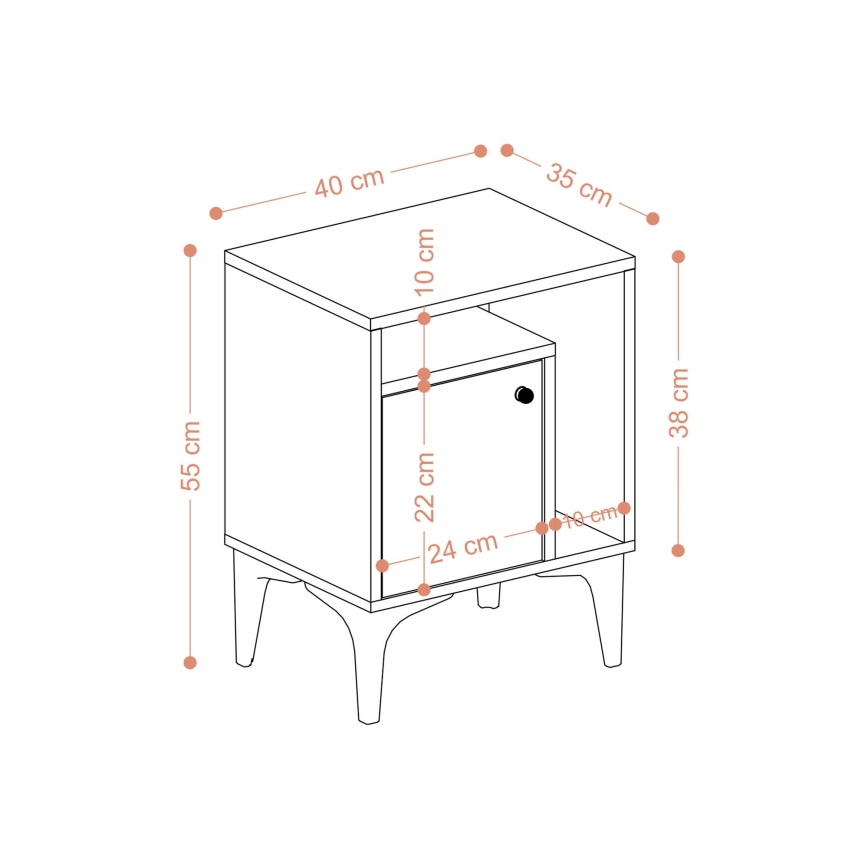 Noční stolek NUNO 40x35 cm dub safírový