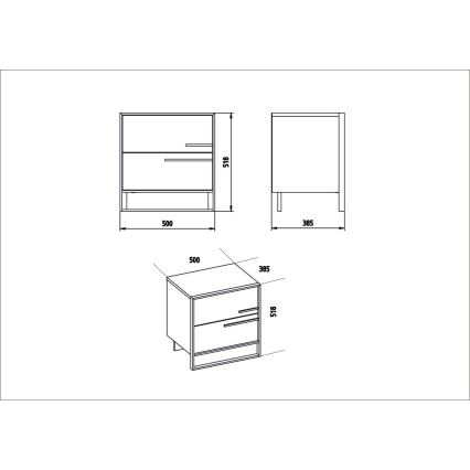 Noční stolek POLKA 50x39 cm zlatá/bílá