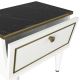 Noční stolek RAVENNA 47,2x50 cm bílá/černá/zlatá
