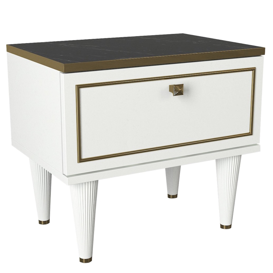 Noční stolek RAVENNA 50x35 cm bílá/béžová