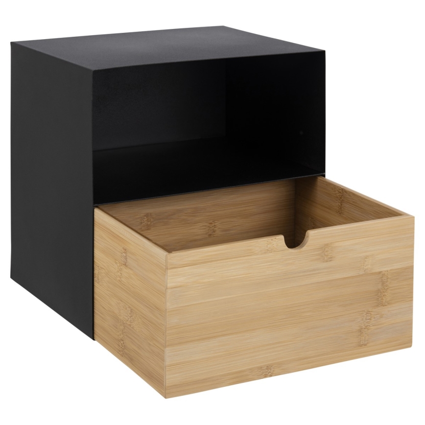 Noční stolek s možností montáže na stěnu BEKIM 30x25 cm černá/bambus