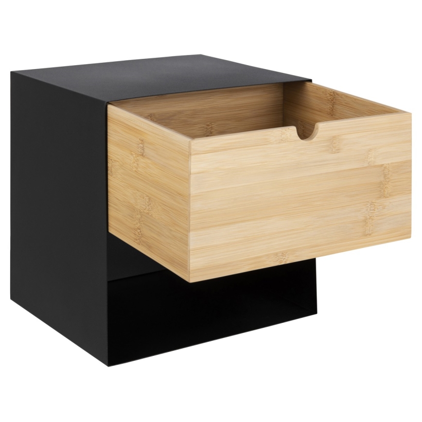 Noční stolek s možností montáže na stěnu BEKIM 30x25 cm černá/bambus