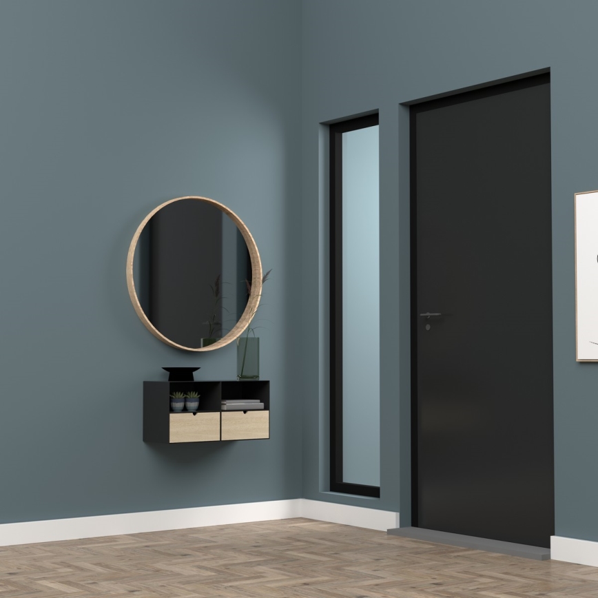 Noční stolek s možností montáže na stěnu BEKIM 30x25 cm černá/bambus