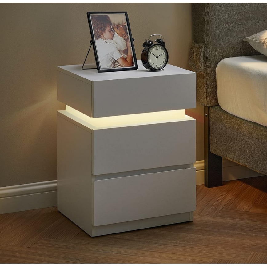 Noční stolek s podsvícením SMARTIE 40x35 cm bílá
