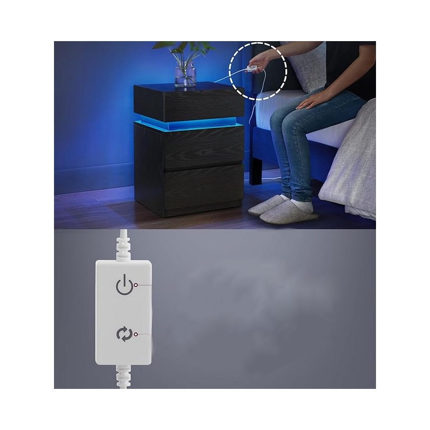 Noční stolek s podsvícením SMARTIE 40x35 cm černá