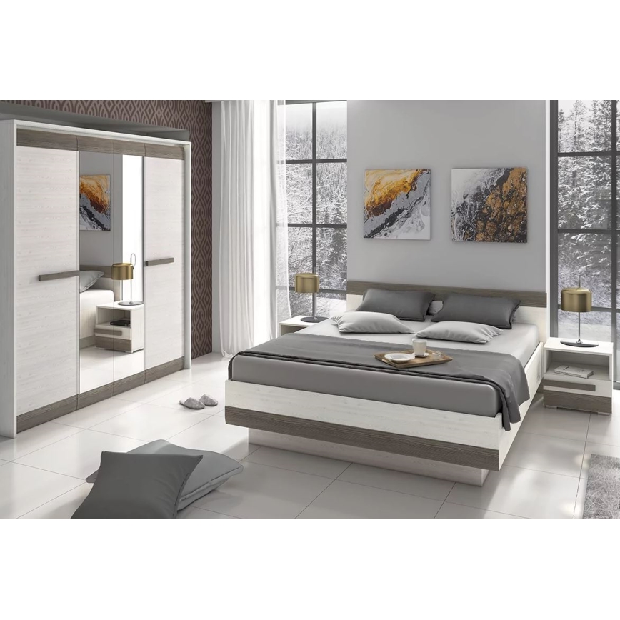 Noční stolek SARPA 46x40 cm bílá/hnědá