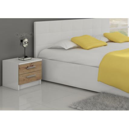 Noční stolek TOD  45x37 cm bílá/dub artisan