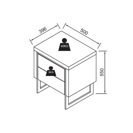 Noční stolek ZARINE 50x40 cm dub