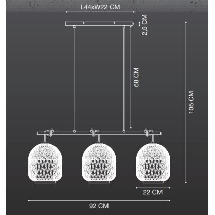 Nordlux - Lustr na lanku HISOKA 3xE27/40W/230V černá/bambus