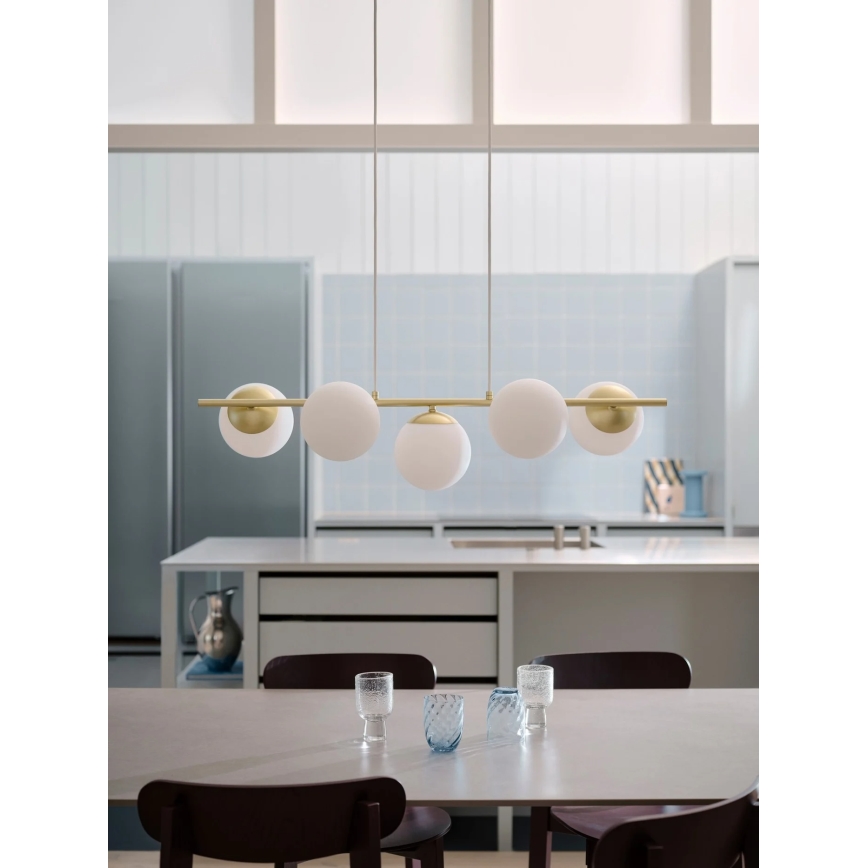 Nordlux - Lustr na lanku LILLY 5xE14/10W/230V mosaz