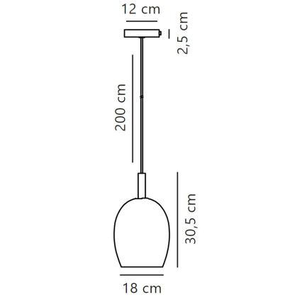 Nordlux - Lustr na lanku UMA 1xE27/40W/230V pr. 18 cm černá/kouřová