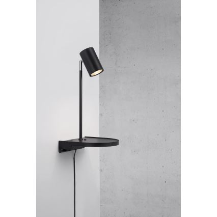 Nordlux - Nástěnná lampa s poličkou CODY 1xGU10/15W/230V černá