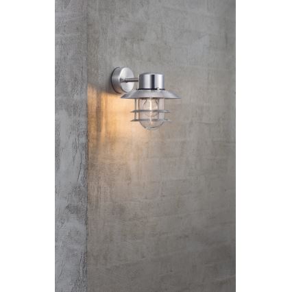 Nordlux - Venkovní nástěnné svítidlo BLOKHUS 1xE27/60W/230V IP54 stříbrná