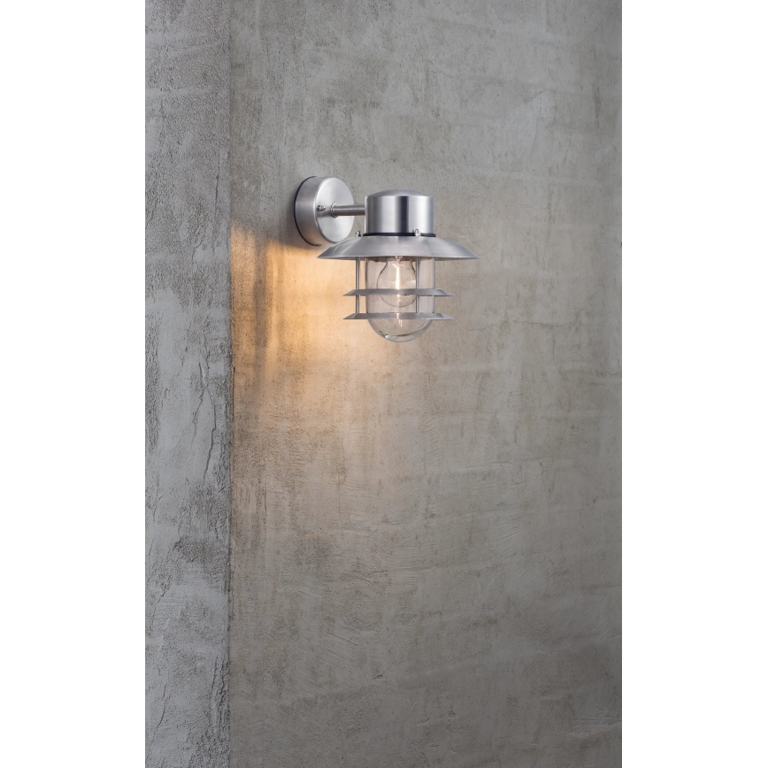 Nordlux - Venkovní nástěnné svítidlo BLOKHUS 1xE27/60W/230V IP54 stříbrná