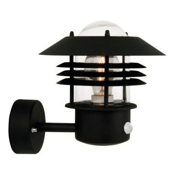 Nordlux - Venkovní nástěnné svítidlo se senzorem VEJERS 1xE27/60W/230V IP54 černá