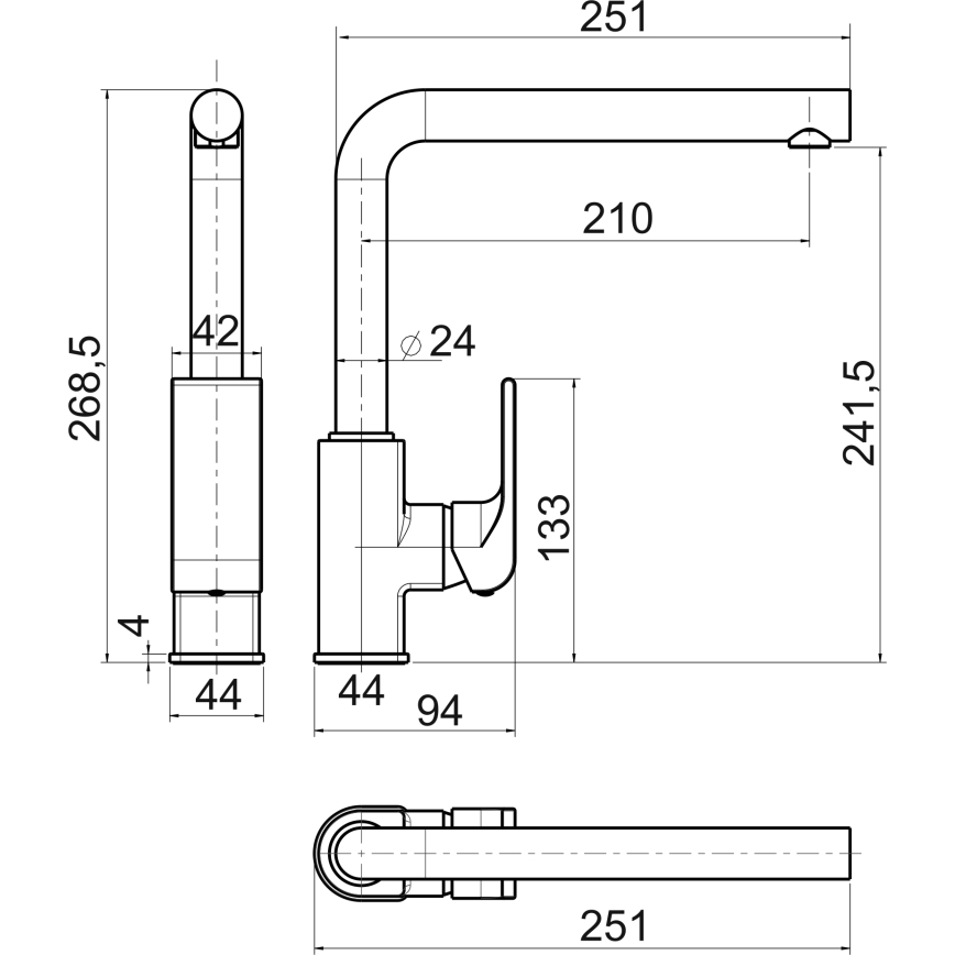 Novaservis - Dřezová baterie NOBLESS SHARP lesklý chrom