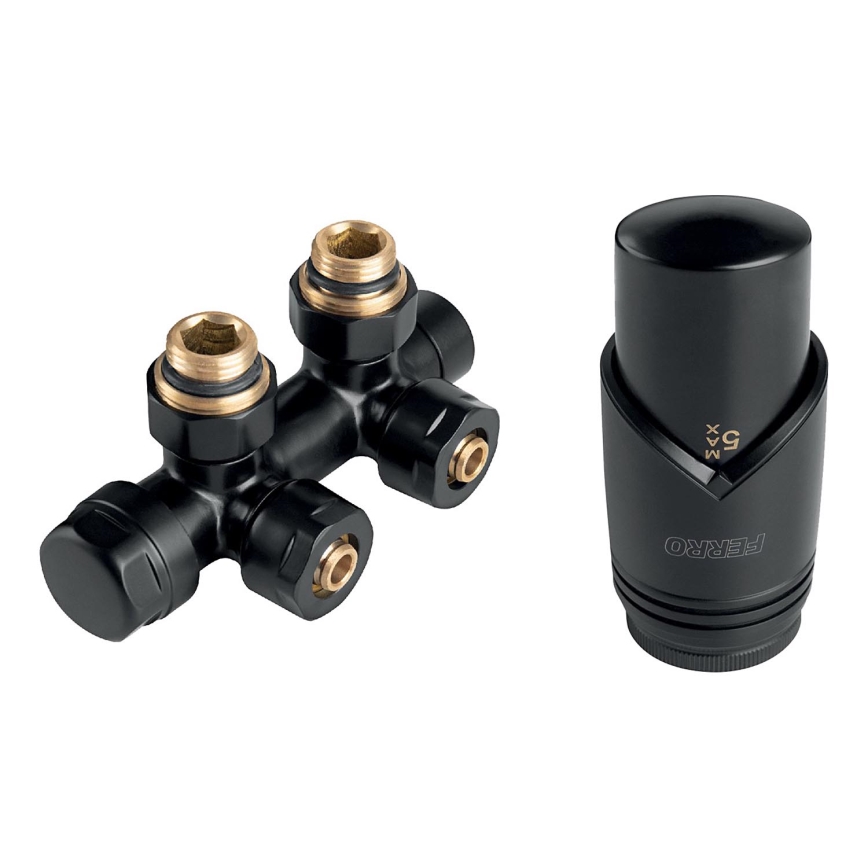 Novaservis - Sada pro radiátory se středovým připojením rohová černá