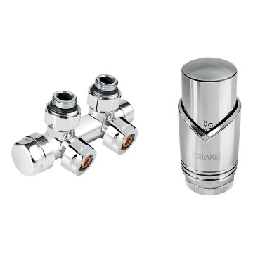 Novaservis - Sada pro radiátory se středovým připojením rohová lesklý chrom