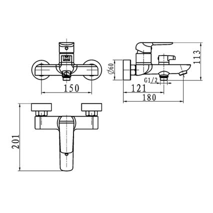 Novaservis - Vanová baterie NOBLESS TINA černá