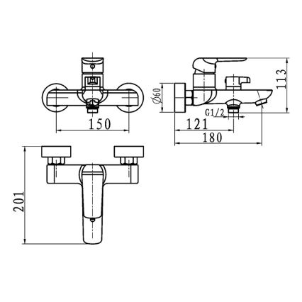 Novaservis - Vanová baterie NOBLESS TINA lesklý chrom
