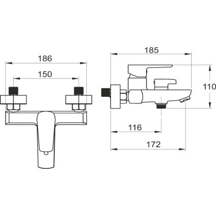 Novaservis - Vanová sada s baterií METALIA černá