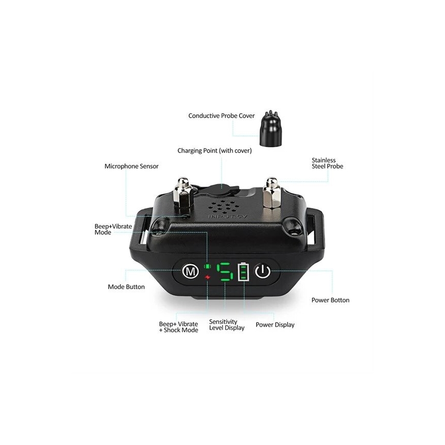 Obojek proti štěkání pro psa 52cm 3,7V 300 mAh IP67