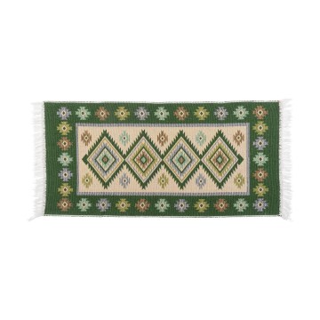 Oboustranný orientální koberec KILIM 80x150 cm zelená/béžová
