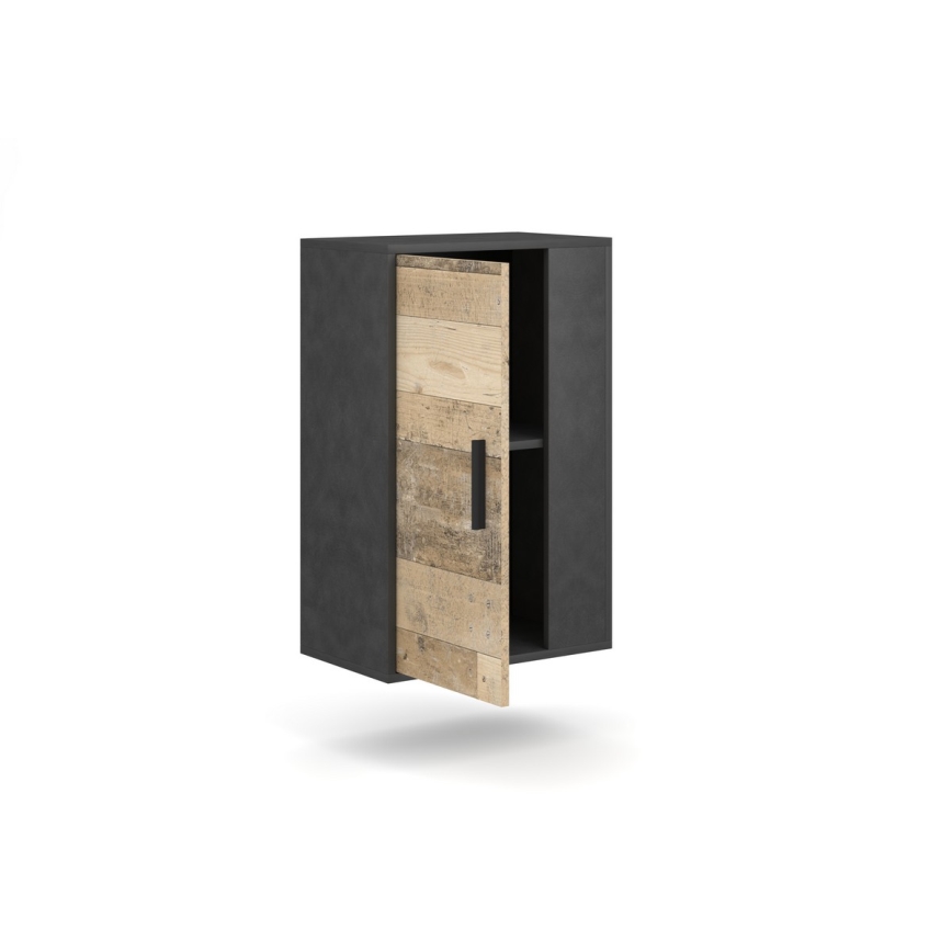 Obývací stěna BRICK 204x150x36 cm hnědá/černá