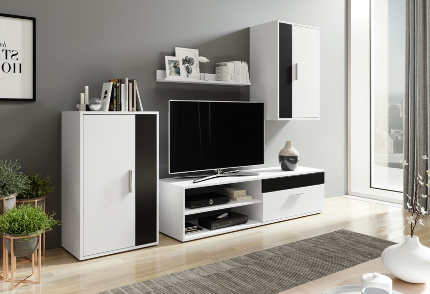 Obývací stěna BRICK bílá/černá