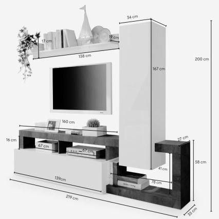 Obývací stěna LENOR bílá/antracit