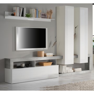 Obývací stěna LENOR bílá/šedá beton
