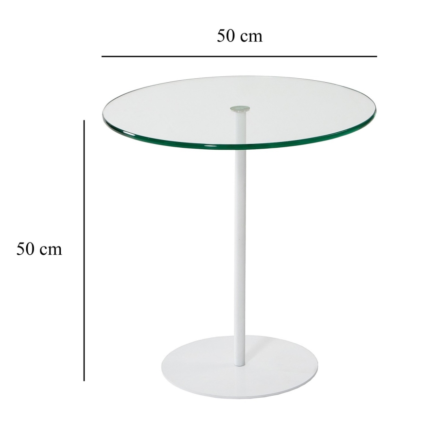 Odkládací stolek CHILL 50 cm bílá/čirá