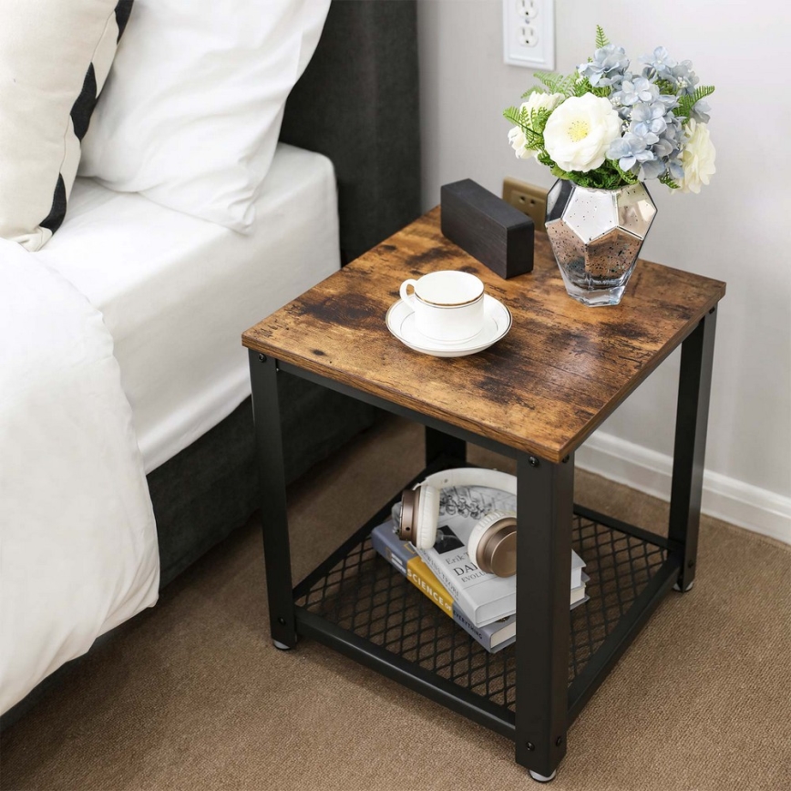 Odkládací stolek ELDUR 45x45 cm hnědá/černá