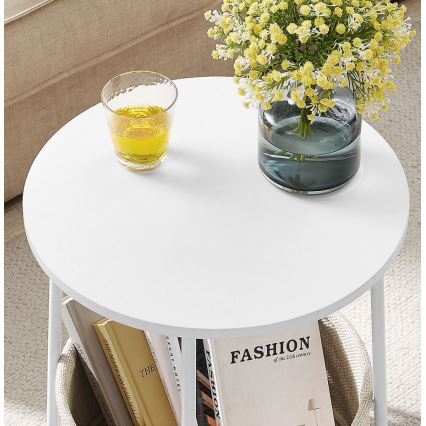 Odkládací stolek NOIRA 45 cm bílá/světle hnědá