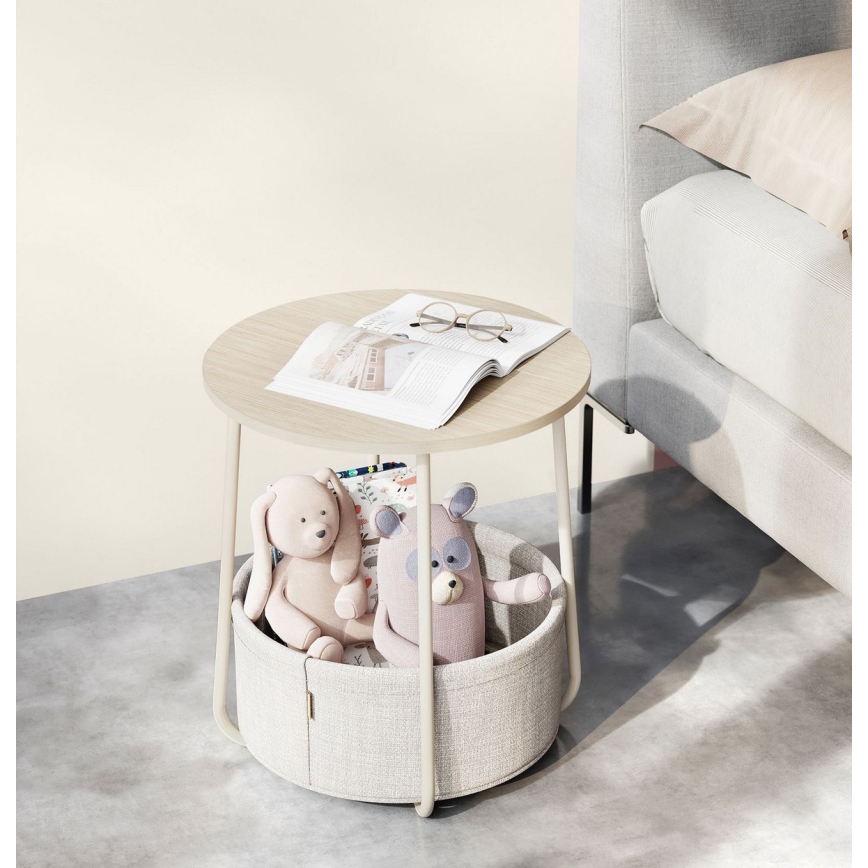 Odkládací stolek NOIRA 45 cm krémová/bílá