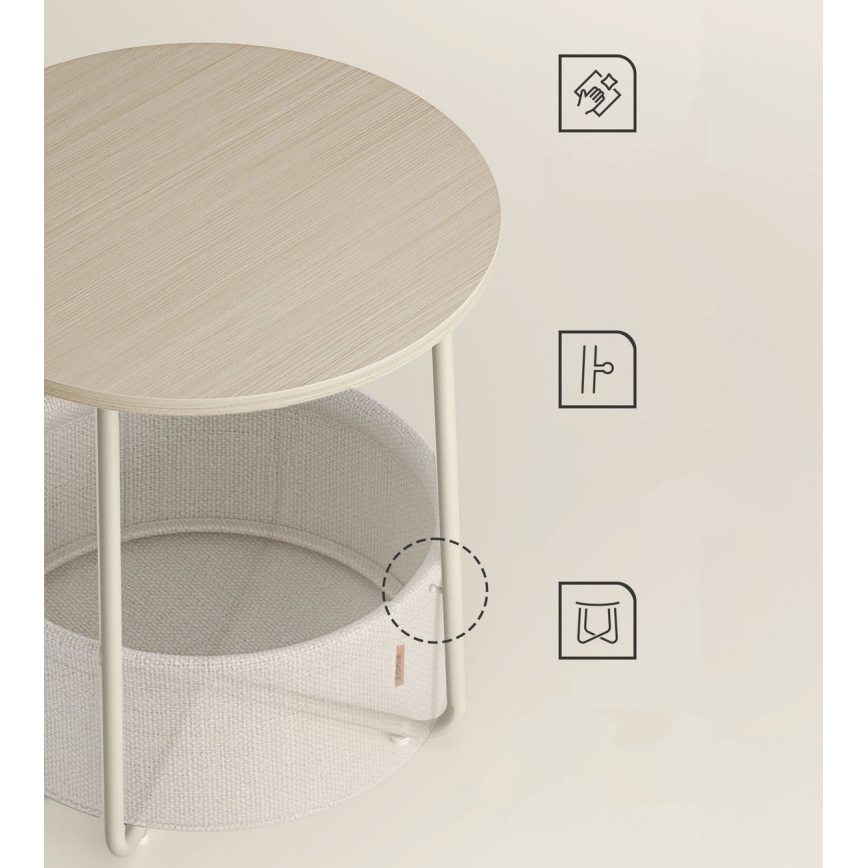 Odkládací stolek NOIRA 45 cm krémová/bílá