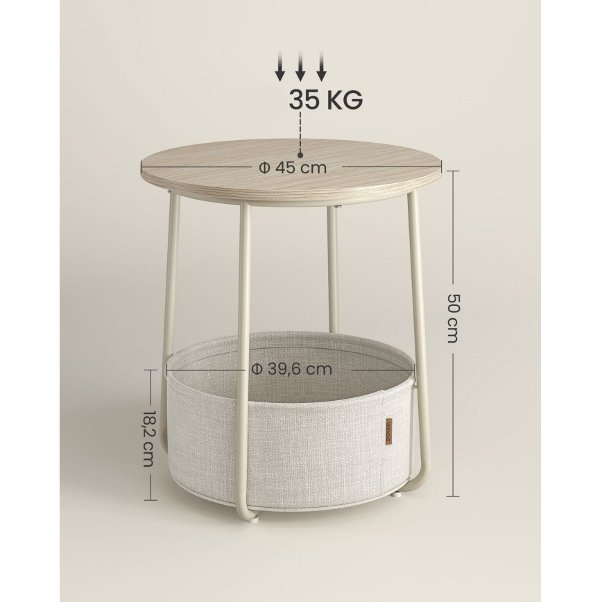 Odkládací stolek NOIRA 45 cm krémová/bílá