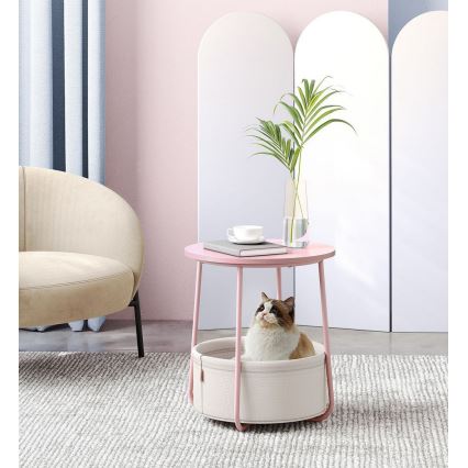 Odkládací stolek NOIRA 45 cm růžová/bílá