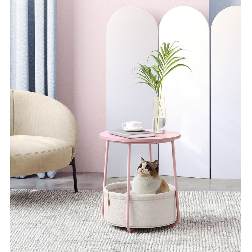 Odkládací stolek NOIRA 45 cm růžová/bílá