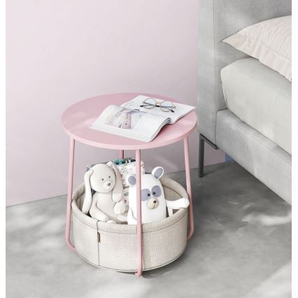 Odkládací stolek NOIRA 45 cm růžová/bílá