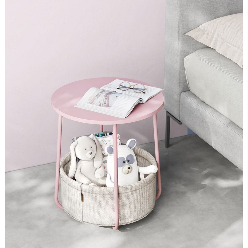 Odkládací stolek NOIRA 45 cm růžová/bílá