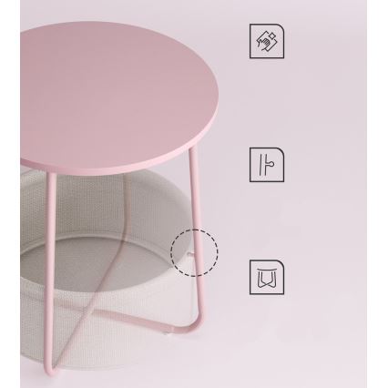 Odkládací stolek NOIRA 45 cm růžová/bílá