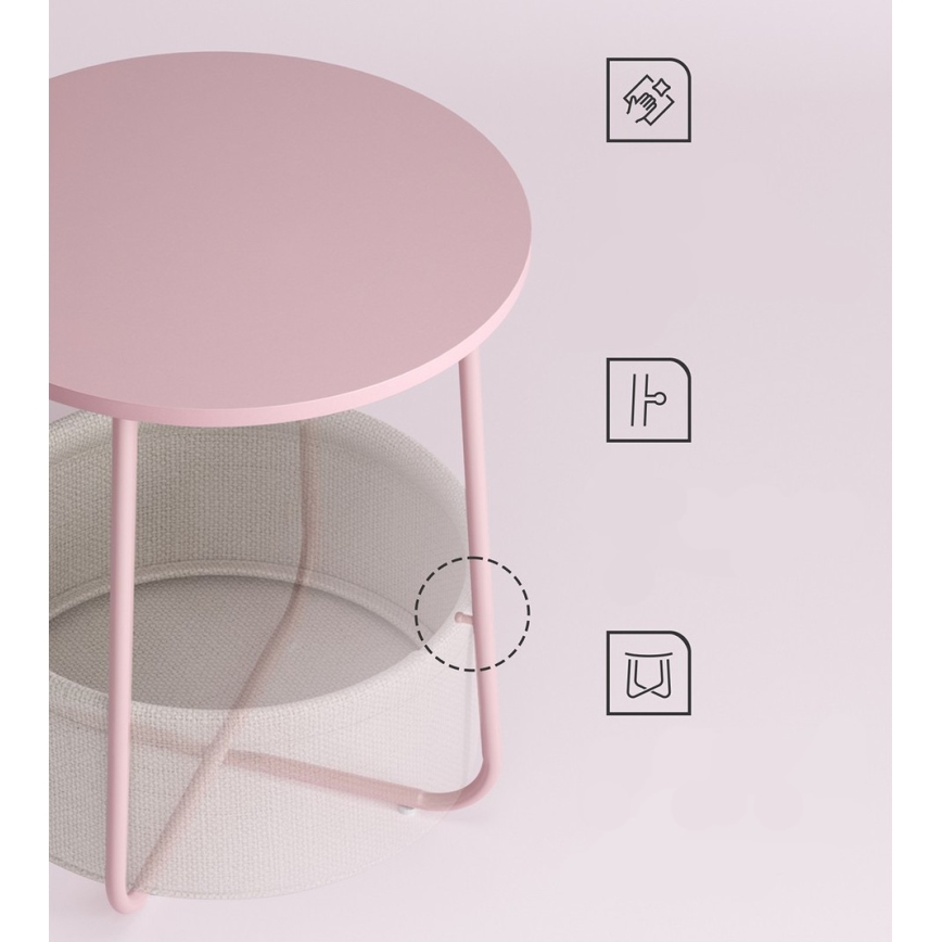 Odkládací stolek NOIRA 45 cm růžová/bílá