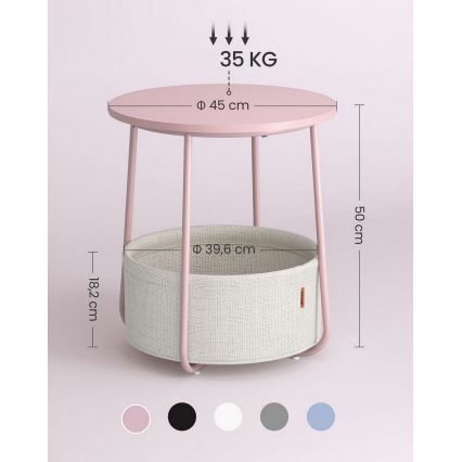 Odkládací stolek NOIRA 45 cm růžová/bílá