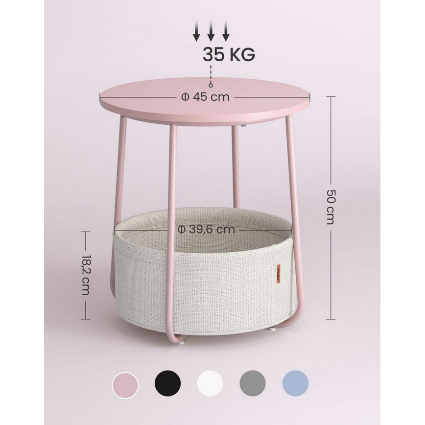 Odkládací stolek NOIRA 45 cm růžová/bílá