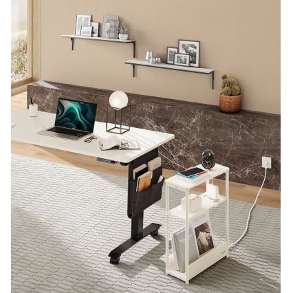 Odkládací stolek s vestavěnou zásuvkou a USB porty ROD 45x18 cm bílá