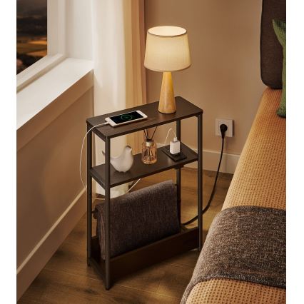 Odkládací stolek s vestavěnou zásuvkou a USB porty ROD 45x18 cm černá