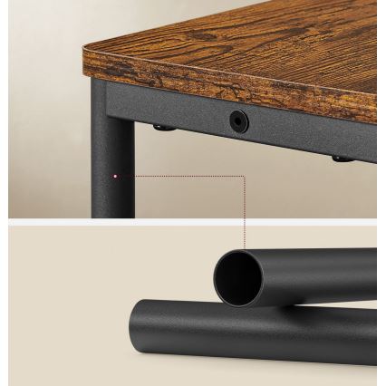 Odkládací stolek s vestavěnou zásuvkou a USB porty ROD 45x18 cm hnědá/černá