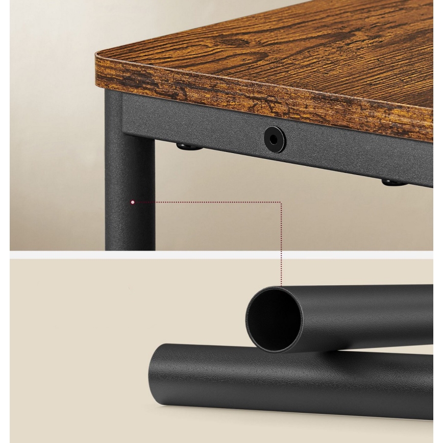 Odkládací stolek s vestavěnou zásuvkou a USB porty ROD 45x18 cm hnědá/černá